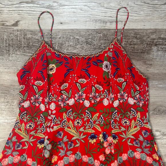 Alice + Olivia Red Floral Mini Dress Size 14 Boho Sleeveless Sundress - Picture 4 of 11
